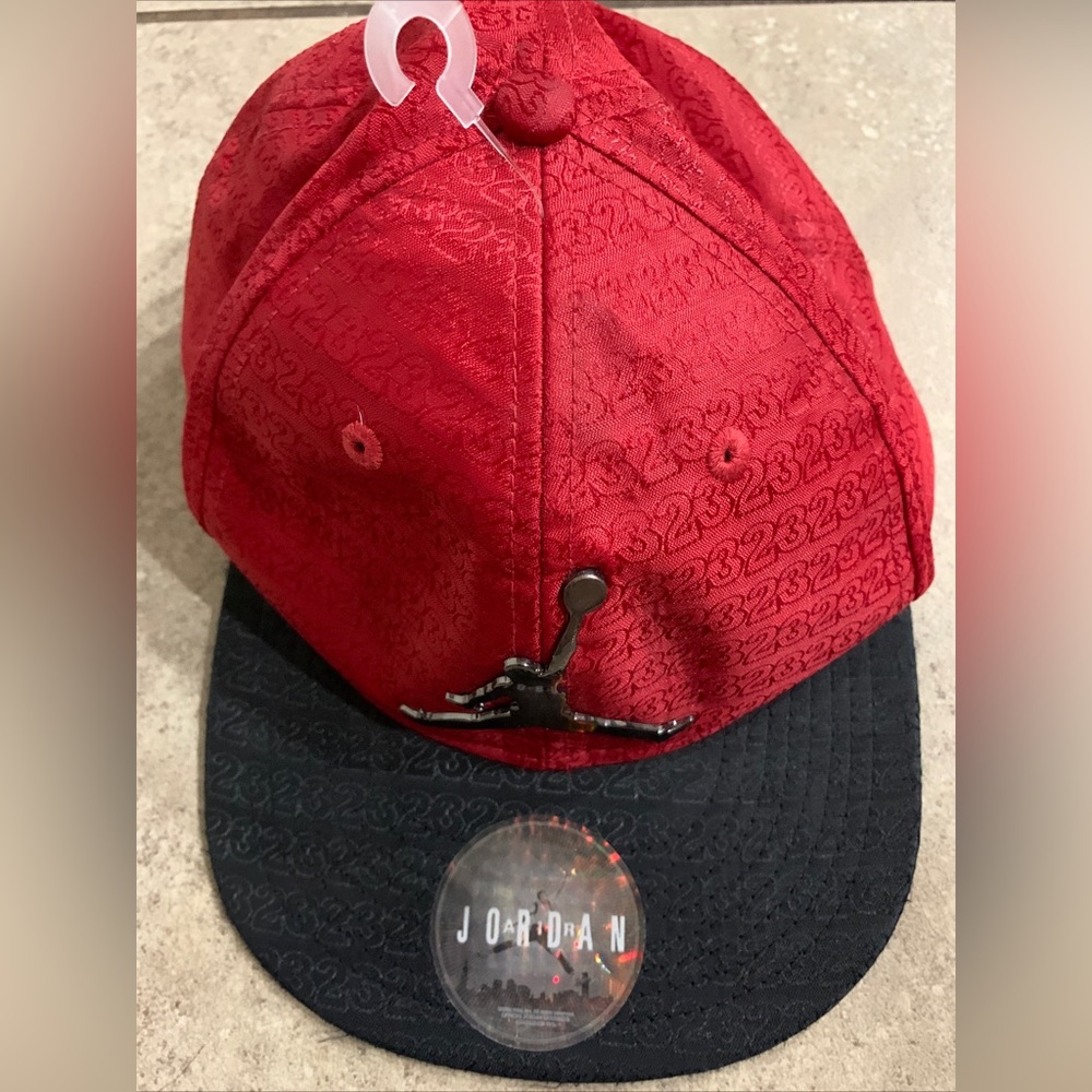 Jumpman Air Jordan Designer Hat 4/7 3D Logo Youth Red & Black Snapback